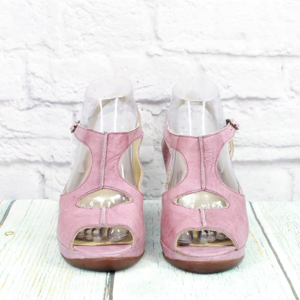 Sergio Tomani Pink Leather Ankle Strap Dress Pump Shoes Size 7.5 - 8 - Picture 4 of 9